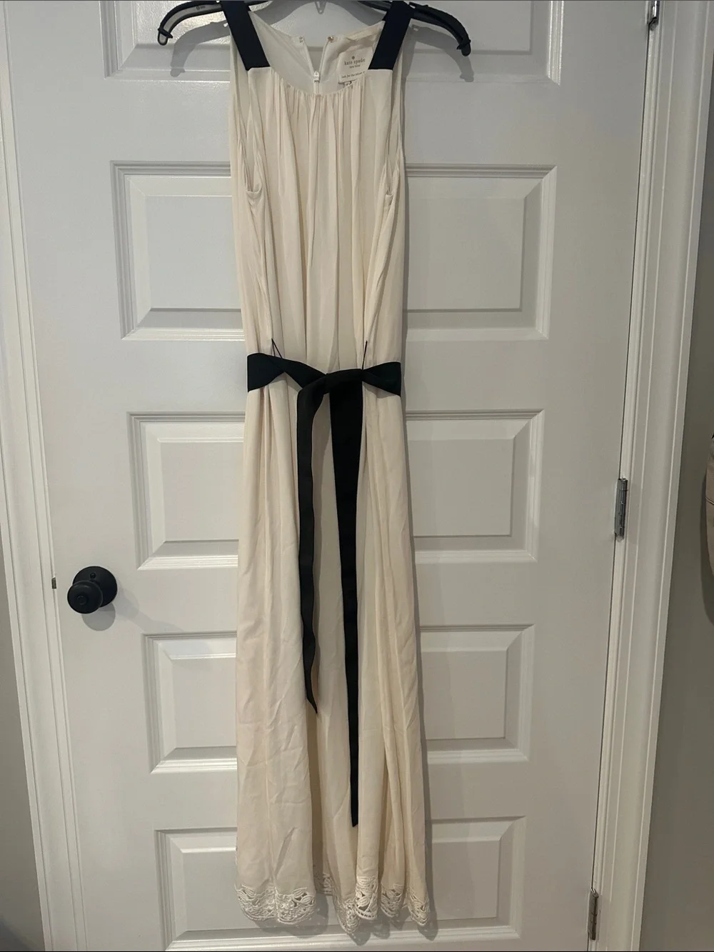 kate spade Cream Maxi Dress with Black Straps & Tie